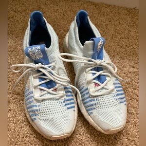 Adidas Light Blue and White Knit Sneakers